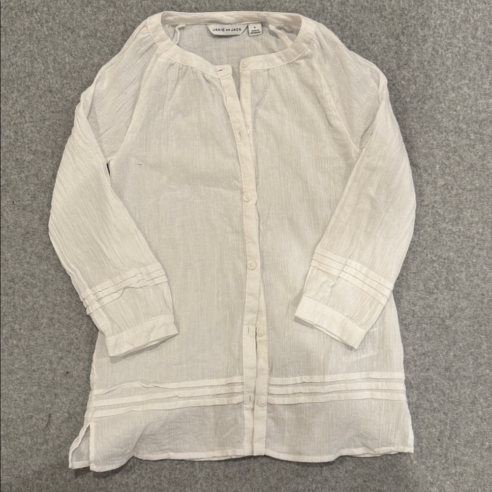 Janie and Jack Cream Button-Up Top-size 5